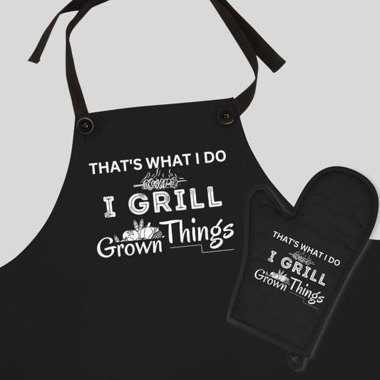 Apron | Black Fathers Day Grilling Apron Men That's What I Do Apron Dad BBQ Smock Camping Apron Grilling Lover Button Bib for Grilling