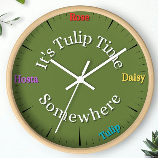 Clock Tulip Time Garden Yard Art Round Floral Clock She Shed Decor Gardening Wall Clock Patio Tulip Clock Rose Clock Daisy Clock Hosta Clock