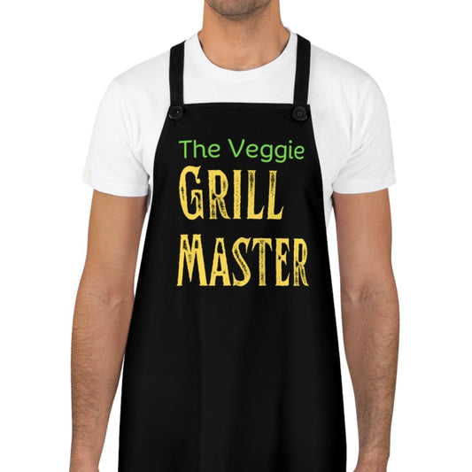 Apron | Black Father's Day Grill Apron for Dad Grilling Apron Black Dad Veggie Smock Camping Apron Grilling Lover Button Bib for Vegan Dad